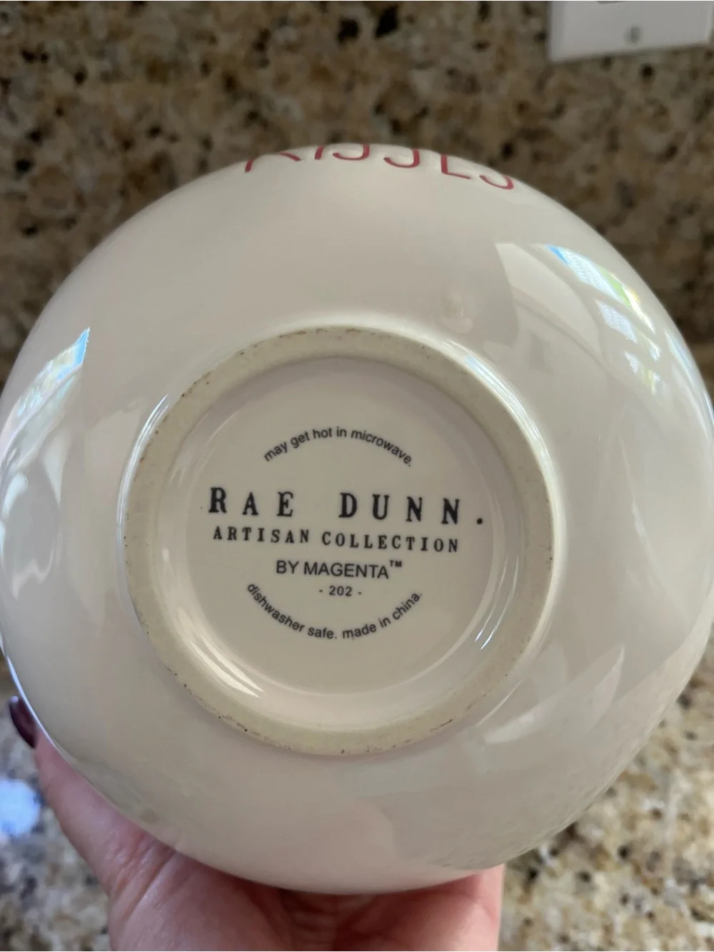 Rae Dunn Bowl with Red 'KISSES' Lettering Valentines